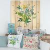 DesignQ Meadow Flowers Garland Farmhouse Wood Wall Decor, Green Wood Wall Art, Large Floral Wood Wall Panels Printed On Natural Pine Wood Art view 2