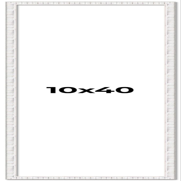 10x40 Frame White Distressed Solid Wood Picture Frame Width 0.75 Inches | Interior Depth 0.5 Inches | Kingsley White Frame Complete with UV Acrylic, Foam Board Backing & Hanging Hardware