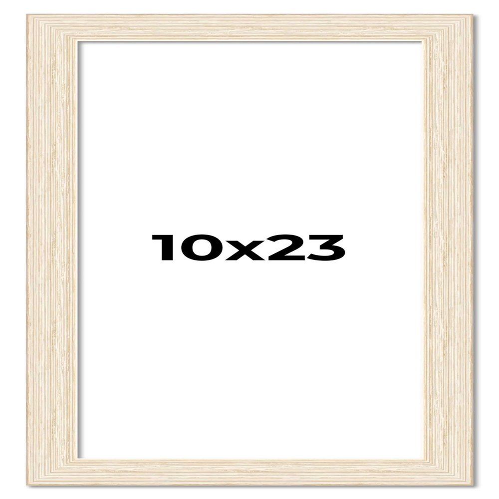 10x23 Frame Barnwood White Solid Wood Picture Frame Width 1.5 Inches | Interior Depth 0.5 Inches | Whitewashed Distressed Frame with UV Acrylic, Foam Board Backing & Hanging Hardware