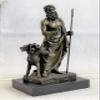 Collectible Figurine Bronze Decor Signed Phidas Hades Pluto with 3 Headed Dog Art view 1