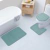 All American Collection 3PC Memory Foam Bath Mats Soft Plush Stripe Design Anti-Slip Shower Bathroom Contour Toilet Lid Cover Rugs (Stripe Dusty Blue) view 1