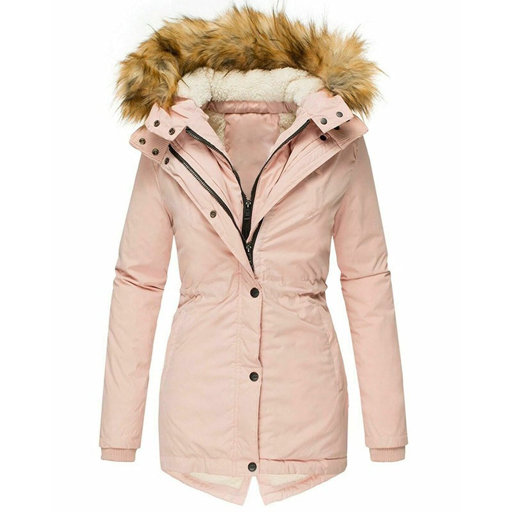 ZBYY Womens Quilted Winter Coats Warm Fleece Lined Faux Fur Lined Hooded Zip Up Down Jackets Thicken Parka Outwear