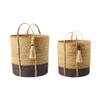Mud Pie Seagrass Black Basket Set, Brown, 16" x 16" dia view 1