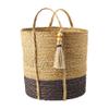 Mud Pie Seagrass Black Basket Set, Brown, 16" x 16" dia view 4