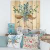 DesignQ Fresh Tribal Vignette Wild Forest Wreath Design I Traditional Wood Wall Decor, Blue Wood Wall Art, Large Floral Wood Wall Panels Printed On Natural Pine Wood Art view 2