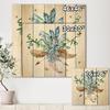 DesignQ Fresh Tribal Vignette Wild Forest Wreath Design I Traditional Wood Wall Decor, Blue Wood Wall Art, Large Floral Wood Wall Panels Printed On Natural Pine Wood Art view 4