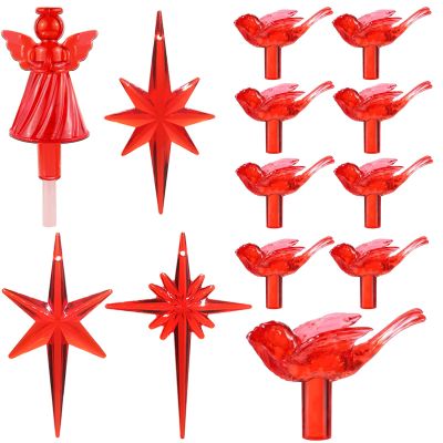 117Pcs Ceramic Christmas Tree Red Cardinal Bird Replacement Lights Bulbs and 1 Angel/3Stars Topper Ornament for Ceramic Tree Dcor - Medium Plastic Pegs.
