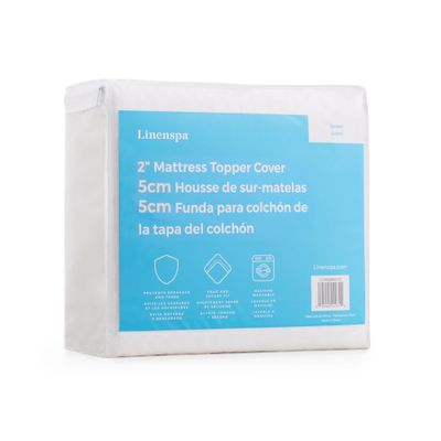 Linenspa 2 Inch Mattress Topper Cover, Full Machine Washable, Breathable, Non Slip Covering with Zipper for Mattress Topper - Cover Only, White