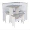 Sadie Greywash and White Corner Nook with Table and Bench Included by Linon view 1