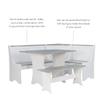 Sadie Greywash and White Corner Nook with Table and Bench Included by Linon view 3