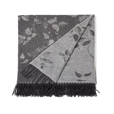 Alpaca Home | Floral Leaf Botanical Alpaca Throw Blanket | 100% Baby Alpaca Wool | 5.9 Feet Long X 4.25 Feet Wide | Hypoallergenic, Soft & Cozy (Silver Shadow)