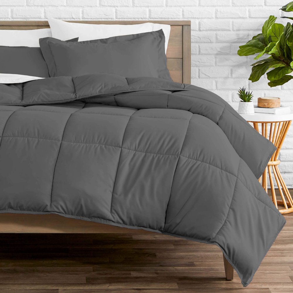 Reliable Bedding Bedding Comforter Set - All Season Comforter - Ultra-Soft - - Premium 1800 Series -Box Stitched Down Alternative Comforter. (King/Cal King Dark Grey)