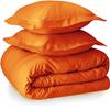LaxLinen Hotel Quality 600 Thread Count 100% Long Staple Certified Giza Egyptian Cotton 3pc Duvet Cover Set Zipper Closer with Corner Ties (All Queen 90x90 Size, Orange Solid) view 1