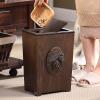 Garbage Can Bin Wooden Rubbish Trash Can with Shake Lid Cube Shape with Plastic Rubbish Bin for Under Desk Office view 4