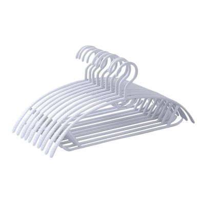 10pcs White Wardrobe Hangers Non- Clothing Hanging Rack for Coats More Space-Saving Design Notched Organizer for Tidy Closet Storage