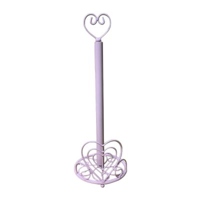 LIU- Countertop Paper Towel Holder Romantic Pink Heart-shaped Wrought Iron Paper Towel Stand,for Kitchen Bathroom Bathroom Living Room Office