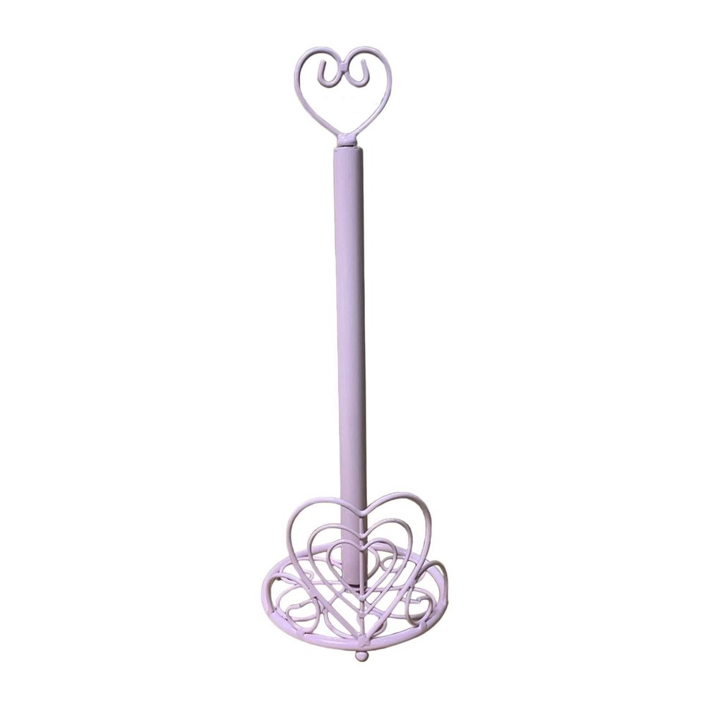 LIU- Countertop Paper Towel Holder Romantic Pink Heart-shaped Wrought Iron Paper Towel Stand,for Kitchen Bathroom Bathroom Living Room Office
