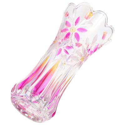 1pc Crystal Glass Vase Desktop Vase Ornament Home Flower Creative Colored Glass Floral Flower Decor Arrangement Container Adornment