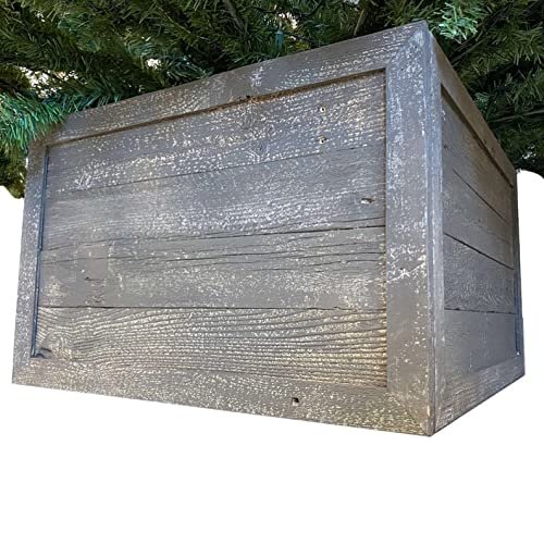 BARNWOODUSA Christmas Tree Collar or Box Made of Reclaimed Wood  Rustic Tree Skirt Replacement Blocks, Adds Farmhouse Charm  Natural, Hook-&-Loop Strip Panels by 37x27 in., Brown