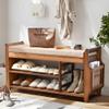 PETKABOO Shoe Bench with Hidden Drawer and Side Holder, 2 Tier Entryway Bench with Storage 39.4 in, Bamboo Shoe Rack with Cushion for Entryway Hallway Living Room Bedroom view 1