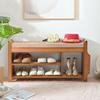 PETKABOO Shoe Bench with Hidden Drawer and Side Holder, 2 Tier Entryway Bench with Storage 39.4 in, Bamboo Shoe Rack with Cushion for Entryway Hallway Living Room Bedroom view 3
