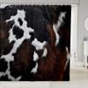 Feelyou Cow Fur Bathroom Curtain Kids Cowhide Leather Hair Shower Curtain Women Men Cloth Fabric Fabric Rustic Cow Skin Decor Bath Curtain Brown Farmhouse Shower Curtain Set 72"x78" view 1