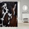 Feelyou Cow Fur Bathroom Curtain Kids Cowhide Leather Hair Shower Curtain Women Men Cloth Fabric Fabric Rustic Cow Skin Decor Bath Curtain Brown Farmhouse Shower Curtain Set 72"x78" view 2