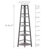 BON AUGURE Rustic Tall Corner Bookshelf, 5 Tier Wood and Black Metal Corner Ladder Shelf, Industrial Corner Bookcase and Gray Corner Shelf for Living Room, Bathroom, Kitchen (Dark Gray Oak) view 2