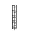 BON AUGURE Rustic Corner Shelf Stand, Tall Industrial Corner Bookshelf, Wood Metal 5 Tier Bookcase Shelves, Display Shelving Unit for Kitchen, Living Room (Dark Grey Oak) view 4