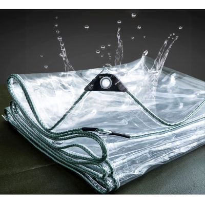 Sonakia Tarpaulin Clear Waterproof with Eyelets, Outdoor Weatherproof Plant Protection Cover, Foldable PVC Tarp, 0.5mm Tear-Resistant Tarpaulin, for Greenhouses, Gardens, Roofs,1x2.5m/3.3 * 8.2ft