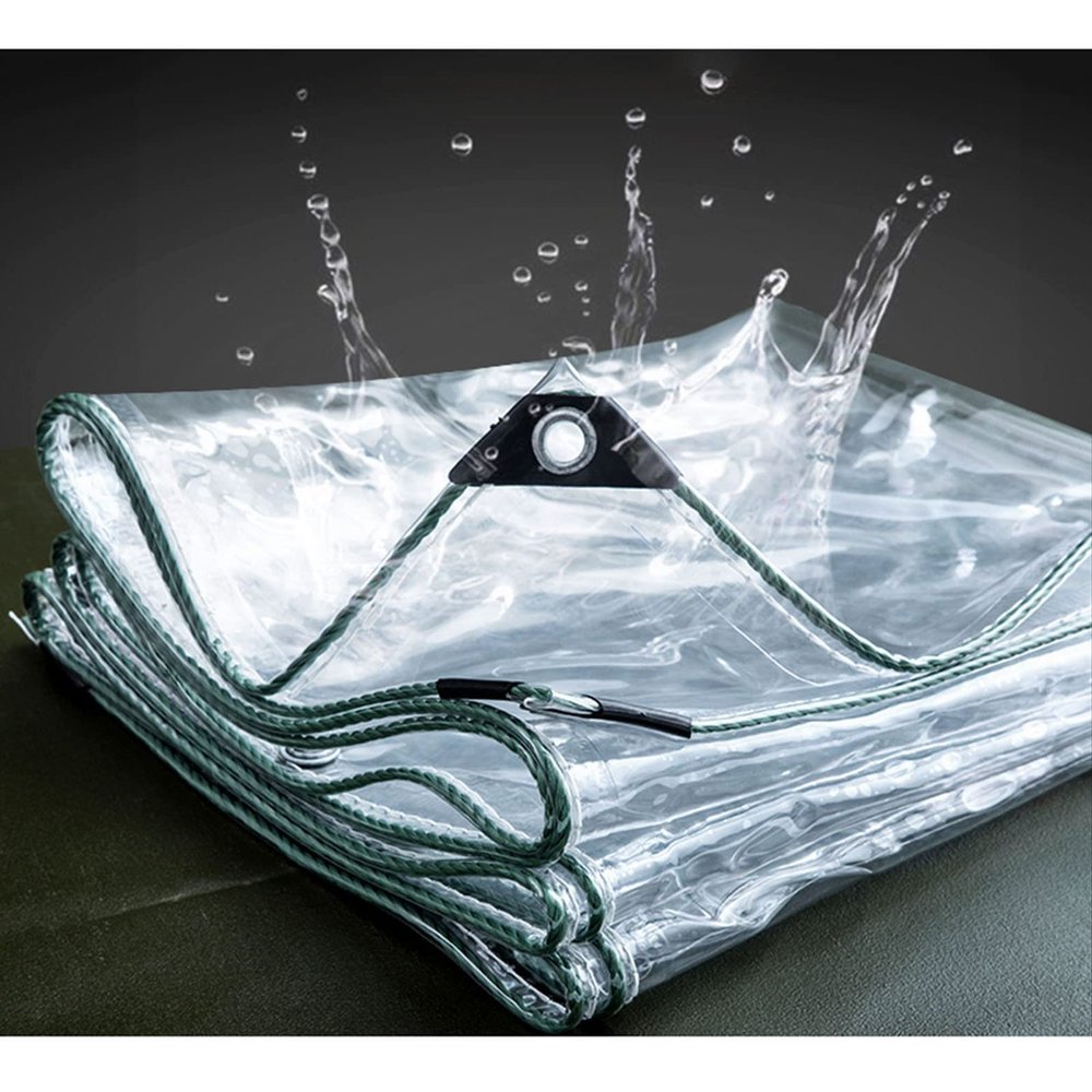 Sonakia Tarpaulin Clear Waterproof with Eyelets, Outdoor Weatherproof Plant Protection Cover, Foldable PVC Tarp, 0.5mm Tear-Resistant Tarpaulin, for Greenhouses, Gardens, Roofs,1x2.5m/3.3 * 8.2ft