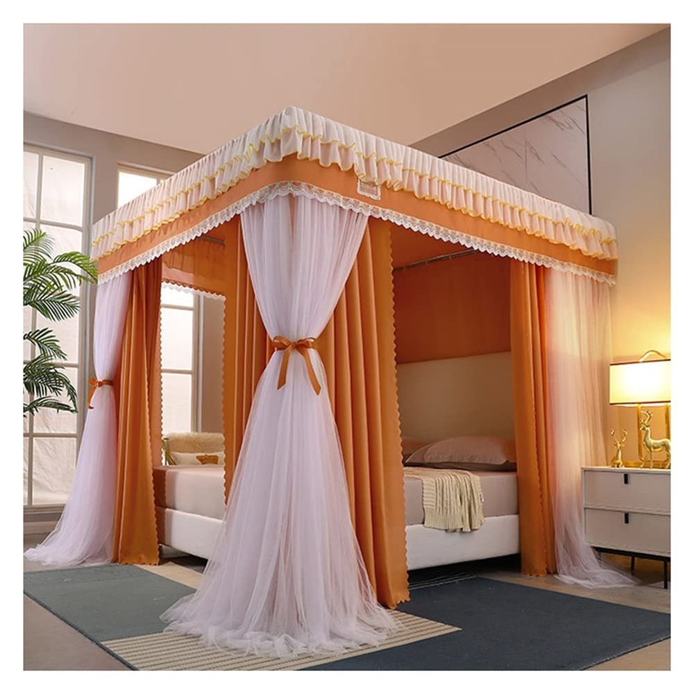 Bed Canopy Luxury Bed Canopy in The Girl's Princess Room, Double Bed Curtains with Brackets On 4 Corner Posts, Used for Home Bedroom 1.5m/1.8m/2m Double Bed Decoration