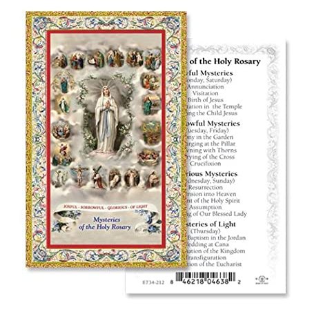 Hirten Mysteries of The Rosary Gold-Stamped Holy Card (Pack of 100)