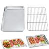 2020 Stainless Steel Rectangular Grill Cookie Baking Pan Tray Plate with Cooling Rack Kitchen Gadget Nonstick Pan for Oven (XL) view 2