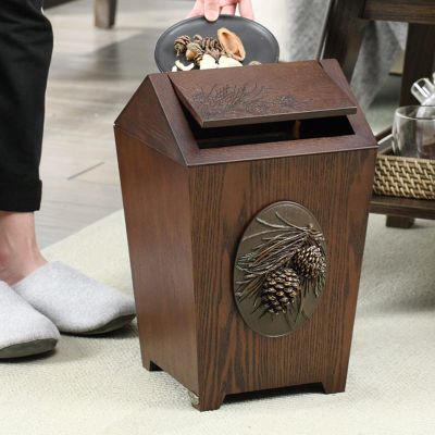 Creative Waste Storage with Shake Lid Simple Wastepaper Bin Paper Recycling Basket Wooden Trash Can