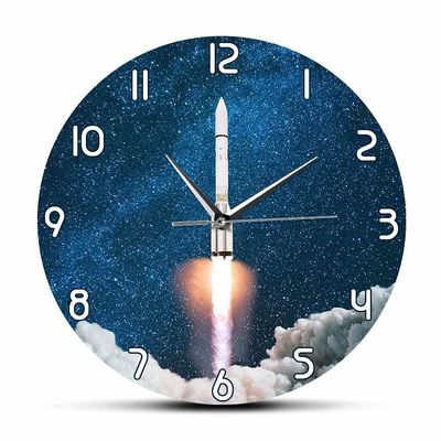 Geek Alerts Space Shuttle Taking Off Silent Movement Wall Clock Battery Operated Quartz Satellit Art Spacecraft Rocket Launch Decorative Wall Watch