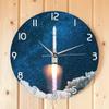 Geek Alerts Space Shuttle Taking Off Silent Movement Wall Clock Battery Operated Quartz Satellit Art Spacecraft Rocket Launch Decorative Wall Watch view 4