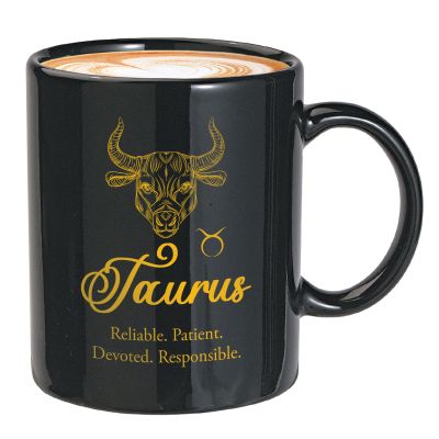 Bubble Hugs Taurus Mug Black 11oz - Zodiac, Horoscope, Star Constellation - love compability, character, personality