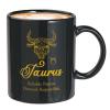 Bubble Hugs Taurus Mug Black 11oz - Zodiac, Horoscope, Star Constellation - love compability, character, personality view 1