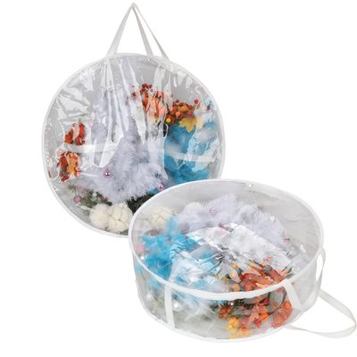 2Pcs Christmas Wreath Storage Container 30 Inch Clear Wreath Storage Bags Round Durable Wreath Bags Clear Everyday Bag with Dual Zippers and Sturdy Handles for Holiday Christmas WreathsLarge
