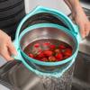 1set Stainless Steel Double-layer Rice Wash Strainer Basket Multi-functional Kitchen Drain Basin for Vegetables and Fruits and - view 2