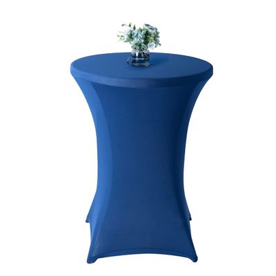 Restaurantware Table Tek 36 x 43 Inch Round Table Covers 10 Washable Spandex Tablecloths - Wrinkle-Free Durable Blue Polyester Fitted Tablecloths for Parties Banquets or Weddings