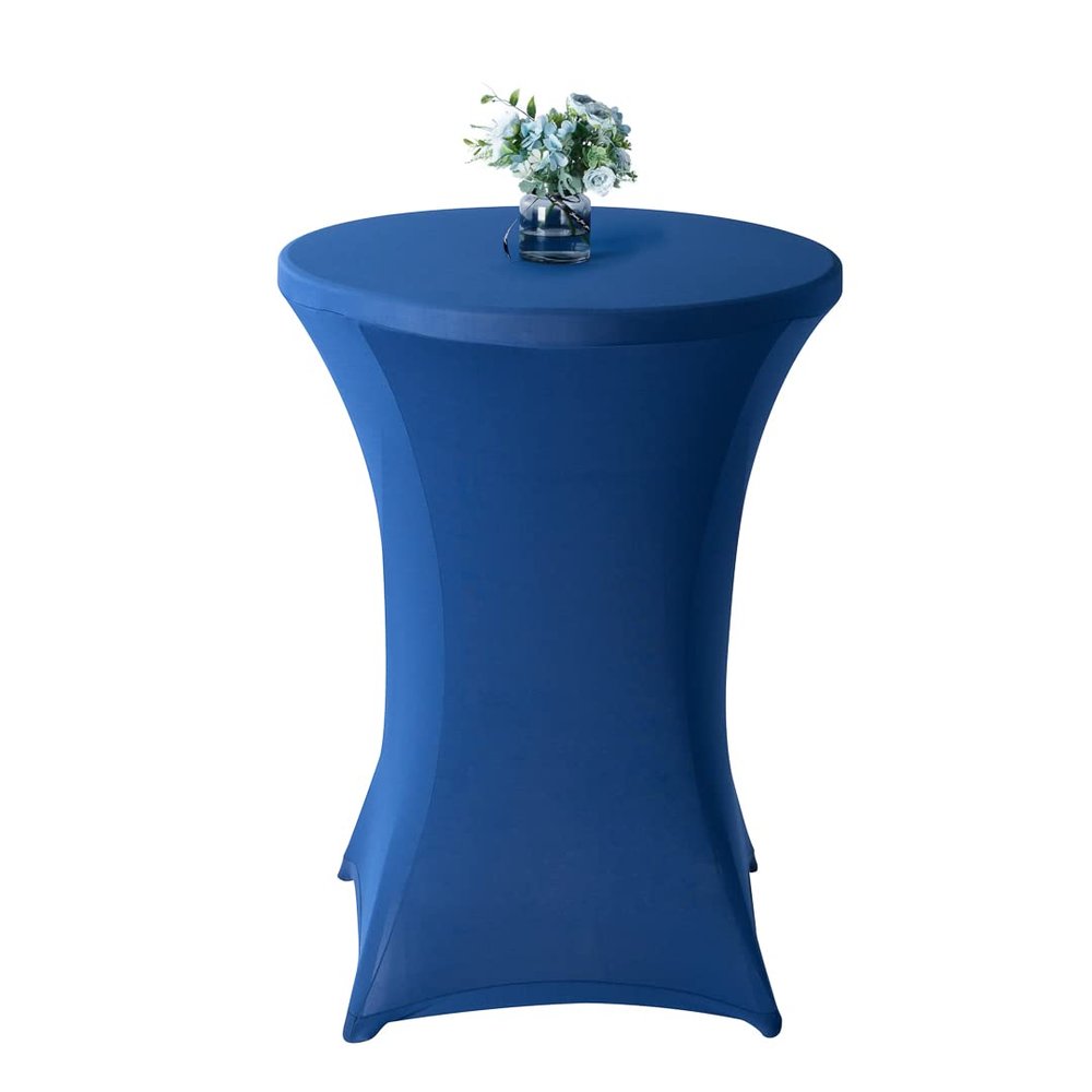 Restaurantware Table Tek 36 x 43 Inch Round Table Covers 10 Washable Spandex Tablecloths - Wrinkle-Free Durable Blue Polyester Fitted Tablecloths for Parties Banquets or Weddings
