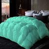 1 PC Baffle Box Pinch Pleated Comforter 100% Combed Cotton Pin Tuck Modern Design Down Alternative Comforter 500 GSM Lightweight, Cloud Fluffy All Season-Warmth Queen/Full | Aqua Quilted view 1
