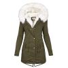 ZBYY Women's Winter Thicken Parka Jacket Warm Fleece Faux Fur Line Down Coats with Pockets Outerwear Coat for Women Green view 1