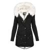 ZBYY Women's Winter Thicken Parka Jacket Warm Fleece Faux Fur Line Down Coats with Pockets Outerwear Coat for Women Black view 1