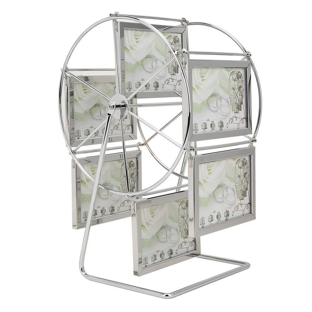Rotating Ferris Wheel Picture Frame, Metal Picture Photo Frame Wedding Photography Studio Decor, Personalized Family Photo Frame Shows for 5x3.5in Photo