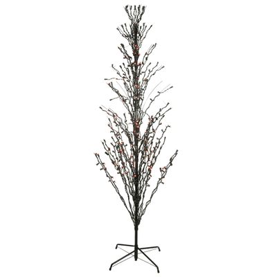 6' Pre-Lit Black Cascade Outdoor Halloween Twig Tree Orange Lights
