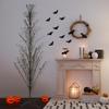 6' Pre-Lit Black Cascade Outdoor Halloween Twig Tree Orange Lights view 4
