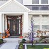 6' Pre-Lit Black Cascade Outdoor Halloween Twig Tree Purple Lights view 3